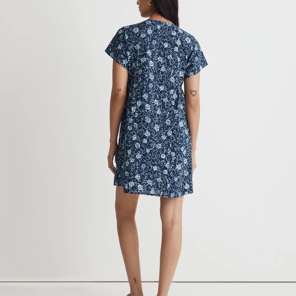Madewell Button-Front V-Neck Mini Dress in Classic Indigo - Size Small - Picture 2 of 8